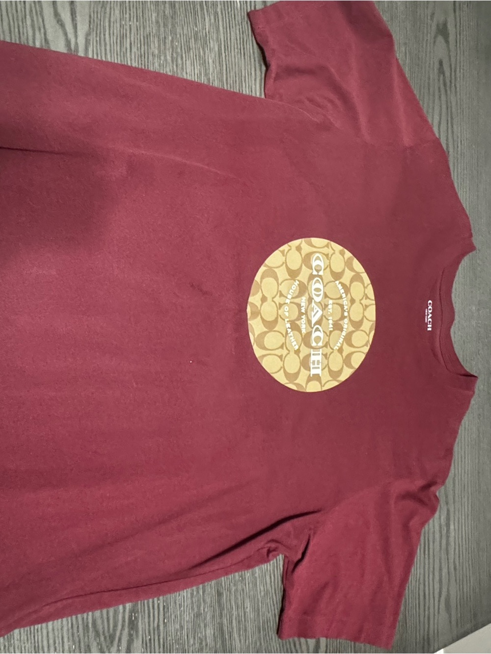 Coach Men's Burgundy Graphic Logo Short Sleeve Tee